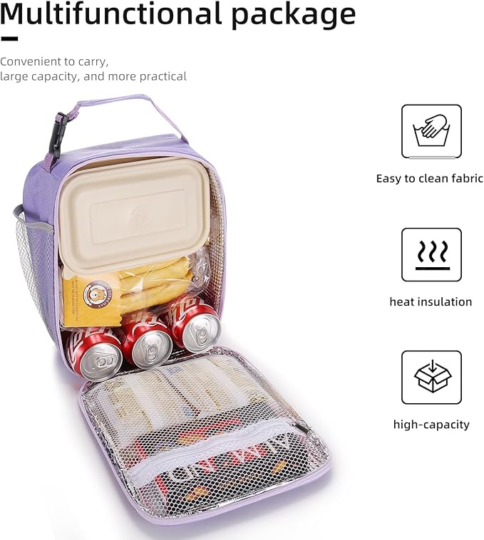 Lovoeo Lunch box Lunch bag for men women Insulated Lunchbox Lunch bags for Work Picnic Travel (Purple)