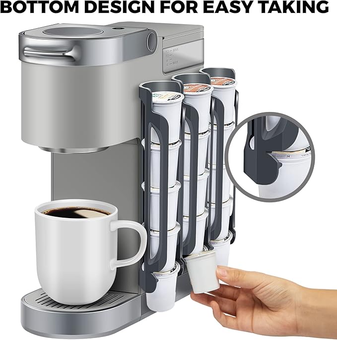 K Cup Holder for Keurig: Coffee Pod Holders for Counter Small Space - Kcup holders for Wall Mount (3, Gray)