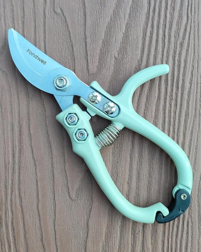 Fondwell 6" Gardening Shears Hand Pruners: Lightweight Garden Trimmers with Bypass Blades - Reliable Bonsai Cutters for Small Plants