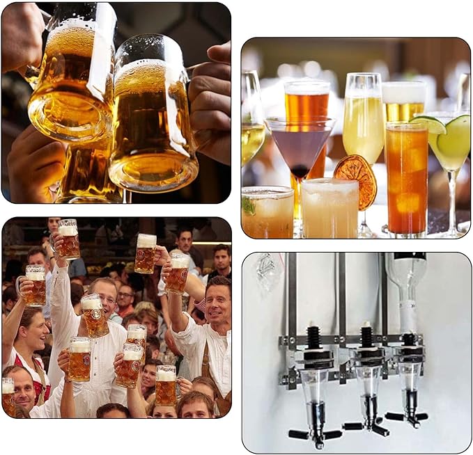 Wall Mounted Liquor Dispenser Bar Butler Drinking Pourer Wine Dispenser Machine Wall-Mounted Cocktail Tap Homebrew bar 3 Bottle by MUGLIO （30ml）