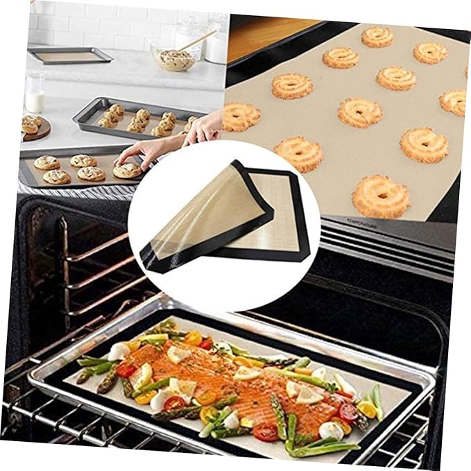 Ipetboom 4pcs Silicone Baking Mats Non-stick Heat-resistant Oven Liners for Cookies Pastry Bread Flexible Reusable Baking Pads for Home and Bakery Easy Clean and Space-saving Design