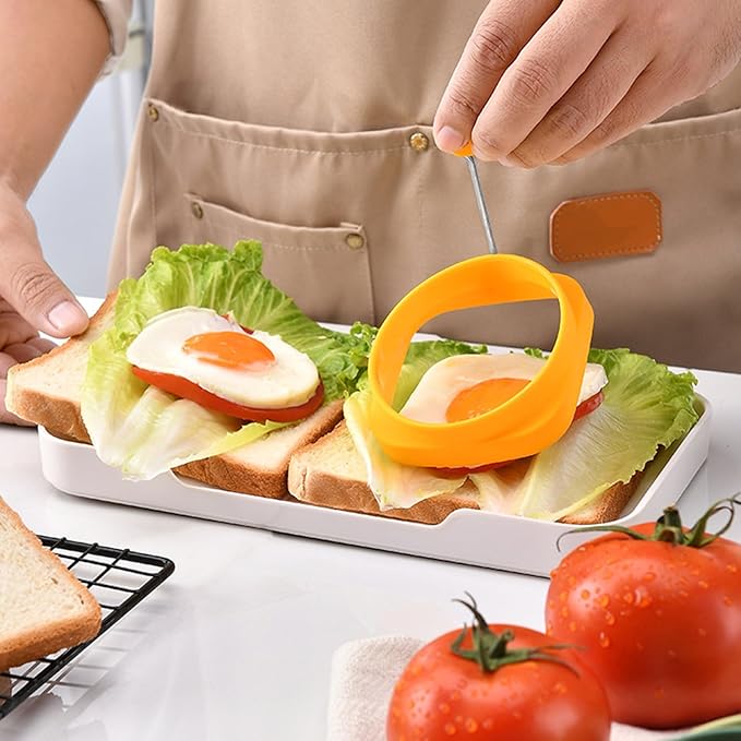 Yelleow Fried Egg High Temperature Resistance Flexible Food Grade Double-sided Square Round Egg Fryer Mould for Home Fried Egg Ring，Specialty Cookware，Eggs Poachers