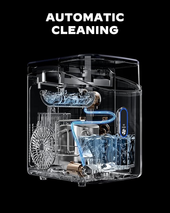 Nugget Ice Maker Countertop, Pebble Ice Maker with Crushed Ice, One-Click Operation Ice Machine with Self-Cleaning, 33lbs/24H for Home, Kitchen, Office, Blue