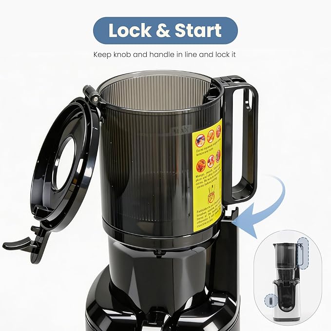 DUMOS Masticating Juicer Machines, Cold Press Juicer with 4.25" Wide Feed Chute, High Juice Yield for Whole Vegetables & Fruits, Easy to Clean, Silver