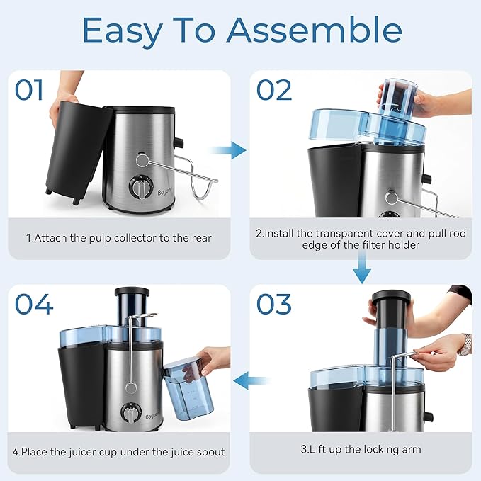 Juicer Machine, 800WCentrifugal Juicer for Whole Fruits and Vegetables,3 Inch Wide Feed Chute, Easy to Clean, Silver