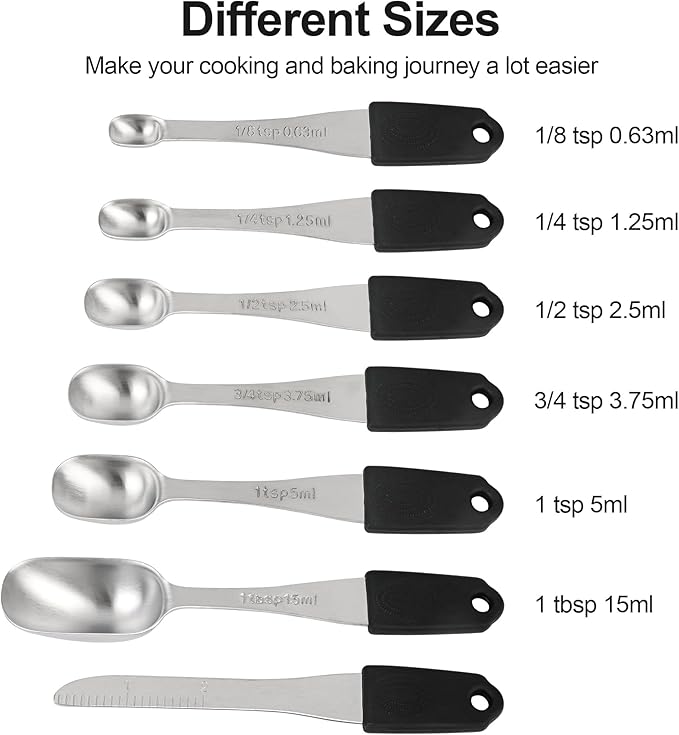 Smithcraft Magnetic Measuring Cups & Spoons Set 15, Stainless Steel Measuring Cups and Spoons Set, Heavy Duty Metal Measuring Cup & Spoon with Leveler & Measure Equivalents for Cooking & Baking