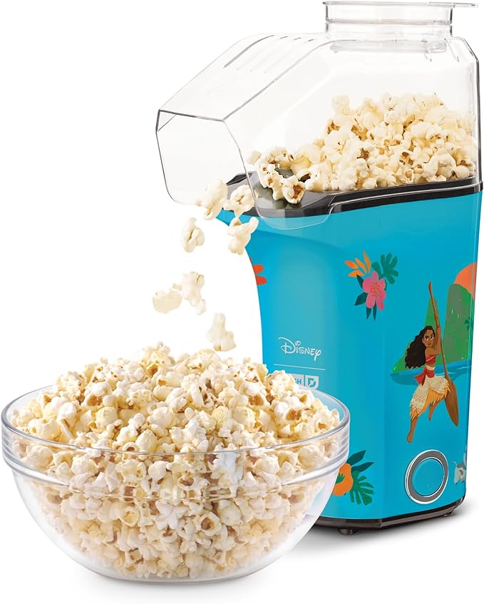 Disney Dash Fresh Pop Popcorn Maker - Oil-Free, Air Popcorn Popper - With Measuring Cup & Recipe Guide - Perfect for Movie Nights - 16 Cups, Moana