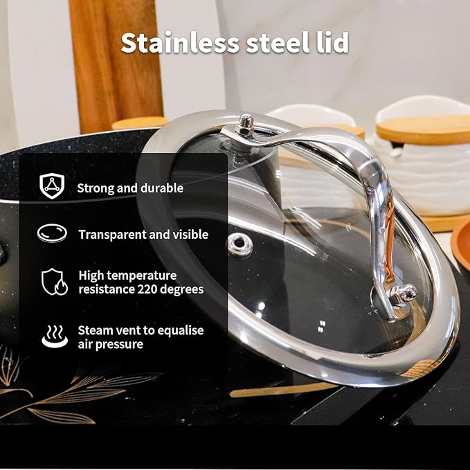 HEVSTIL 6 Inch Tempered Glass Lid for Frying Pans - Vented Skillet Cover with Stainless Steel Handle