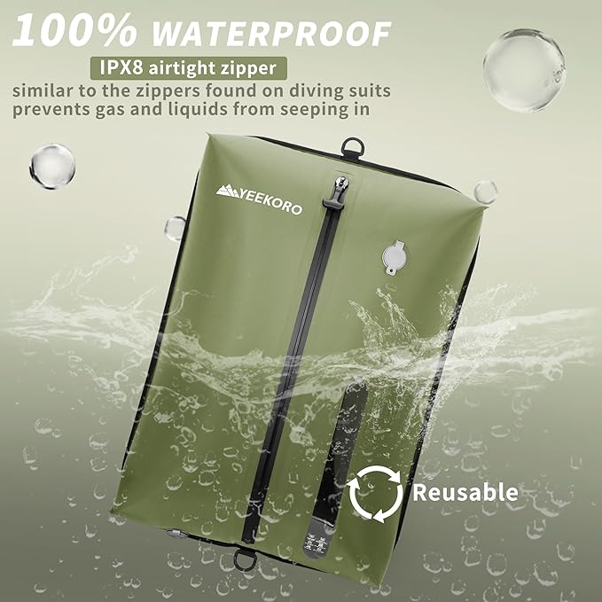 Vacuum Bag for Travel, Professional IPX8 Waterproof Reusable Vacuum Compression Bags for Travel Suitcases, Durable Space Saver Bag(2 PACK,With Pump)