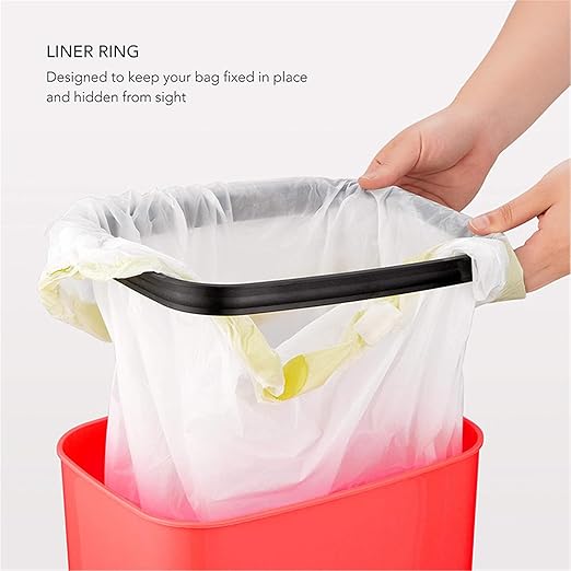 Touchless Motion Sensor Trash Can with Sealing Lid Automatic Soft Close Silent Bathroom Kitchen Office Waste Bin Narrow Rectangular ABS Hands Free Smart Home Garbage Container (Rose)