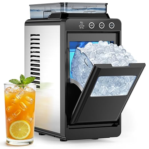 COWSAR Ice Maker Countertop, Portable Ice Machine with External Water Tank, 8 Cubes in 6 Mins, 26 lbs/24Hrs, Self-Cleaning Quiet Compact Commercial Ice Makers for Home, RV, Camping, Black