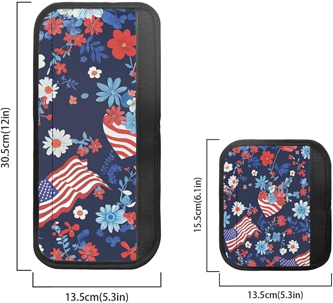 American Flag Eucalyptus Flower Refrigerator Handle Door Covers 6 Pcs Microwave Dishwasher Keep Kitchen Clean from Smudges Food Stains Fingerprints July 4th Independence Day Decor