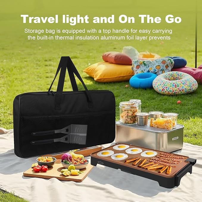 Pancake Griddle Travel Bag Electric Griddle Carrying Case Heat-resistant Waterproof Oxford Storage Bag for Electric Griddle 14648/for Chefman 20 Inch Grill/for Presto 07061 22-inch Griddle Plate