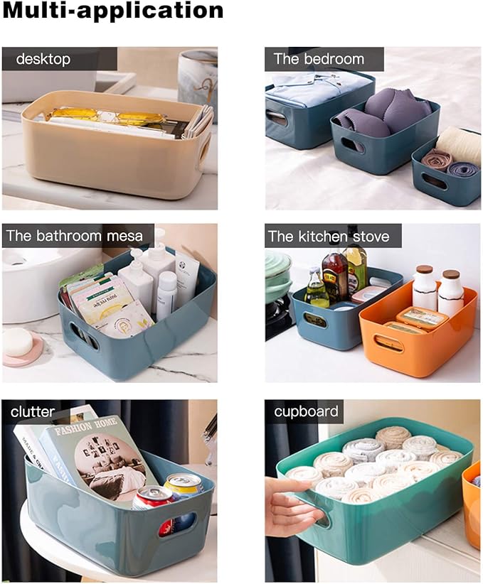 OWill 7 Pcs 2.1 L Plastic Storage Bins and Baskets for Efficient Home Classroom Organization Small Containers in Multicolour for Kitchen, Cupboard box, and Bathroom Organizer on Shelves and Tubs