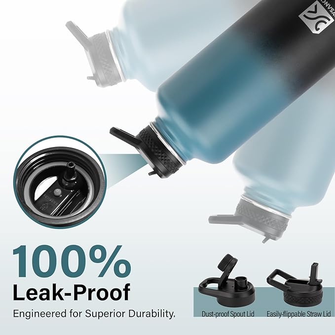 DYSANKY Insulated Water Bottle | Thickened Stainless Steel for Gym and Hiking with Straw, Carrier Bag, Handle Strap | BPA-Free 87 oz