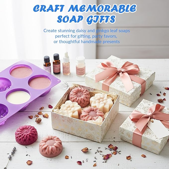 HKNMTT Square Flower Rectangle Bar Molds Silicone, 7 Shapes for Chocolate Soap Making Shower Steamer Homemade Bath Bomb Lotion Shampoo Bar Dessert DIY Set Non-stick Craft Food Grade 3 Pack
