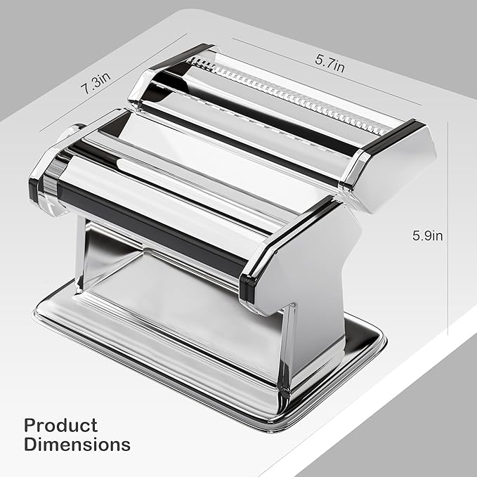 Pasta Maker Machine Set Noodle Machine with 2-in-1 Roller & Cutter, Pasta Drying Rack, 9 Adjustable Thickness Settings, Gifts for Her– Make Spaghetti, Fettuccine, Lasagna & More