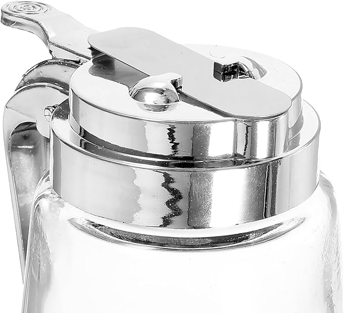 Luxshiny Glass Syrup Dispenser Set 2-Pack with Leak-Proof Metal Lids 10Oz Each for Honey Sugar Creamer and Condiments Kitchen Serving Bottles