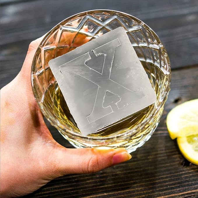 Letter X Monogram Ice Cube Mold Custom Ice Cube Mold 2 Inch Big Initials Silicone Ice Cube Tray Gifts for DAD Gifts for Him