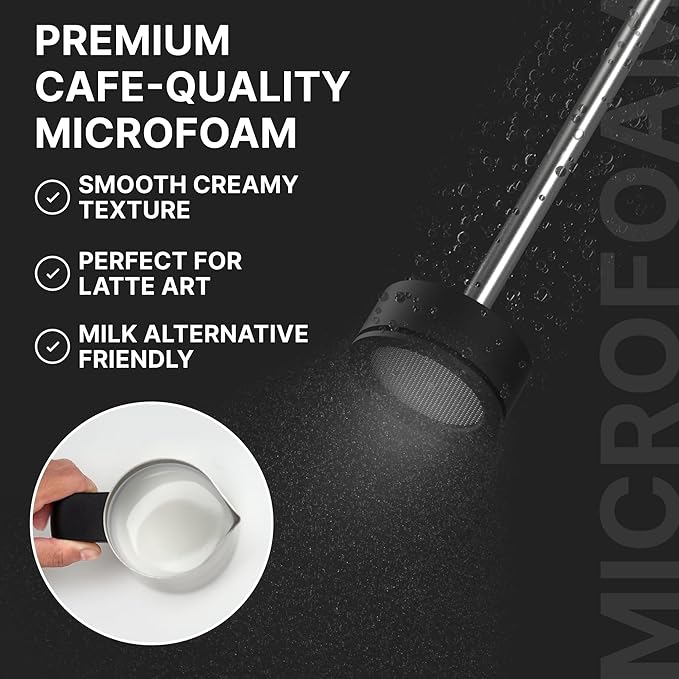 Subminimal Performance Milk Foamer - NanoFoamer Lithium Handheld Frother - Rechargeable, Dual-Speed - Microfoamed Milk in 30sec, Barista-Style Coffee Drinks at Home - White Special Edition