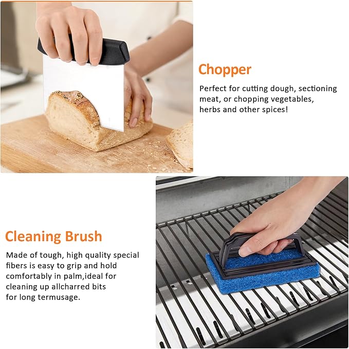 8PCS Whaleme Stainless Steel Spatula Set, Metal Spatula Set for Blackstone, Griddle Scraper/Hamburger Turner/Metal Grill BBQ Enlarged Spatulas Set with Carry Bag Outdoor BBQ & Teppanyaki and Camping