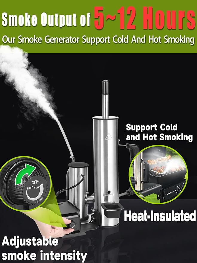 Advanced Smoke Tube for Pellet Smoker, Latest Upgrade Cold Smoker Generator for Gas Grilling, Portable Cordless Electric, Hot or Cold Smoking: Fit Any Grill or Smoke, Perfect Gifts for Men, Fathers