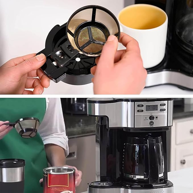 Reusable Single Coffee Filter Baskets 3PC, Coffee Basket Grounds Filters Replacement, Compatible with Hamilton 2-Way Brewer Coffee Maker Filters Models 49980A, 49980Z, 47650, 49933 Accessories Part