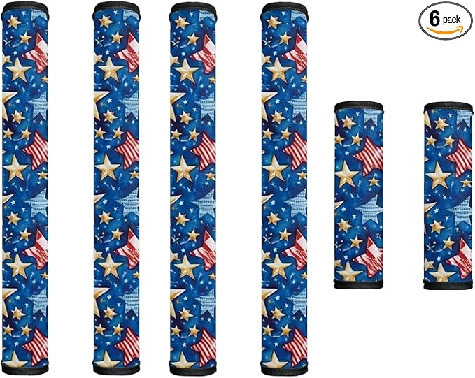 4th of July Refrigerator Door Handle Covers Set of 6 Washable Kitchen Appliance Decor Handles Keep Clean Anti-Slip Fridge Accessories Home Decor, America Theme Star Blue