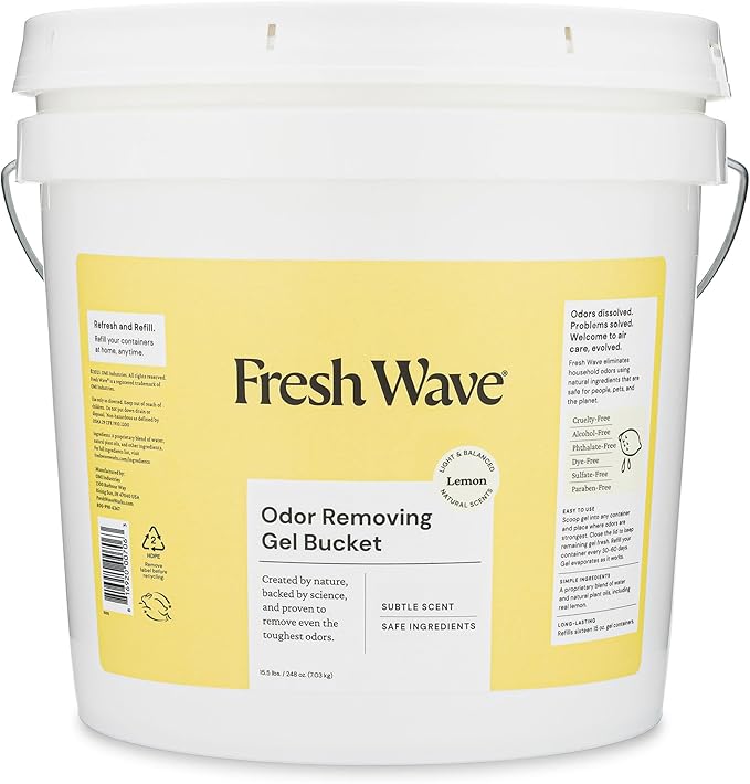 Fresh Wave Odor Removing Gel Bucket, 15.5 lb. (248 oz.) | Lemon Scent Refill | Odor Absorbers for Home | Safer Odor Relief | Natural Plant-Based Odor Eliminator | For Cooking, Trash & Pets