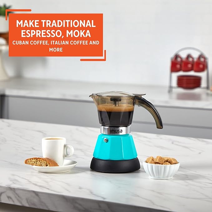 IMUSA 3 or 2cup Electric Espresso Maker, Teal