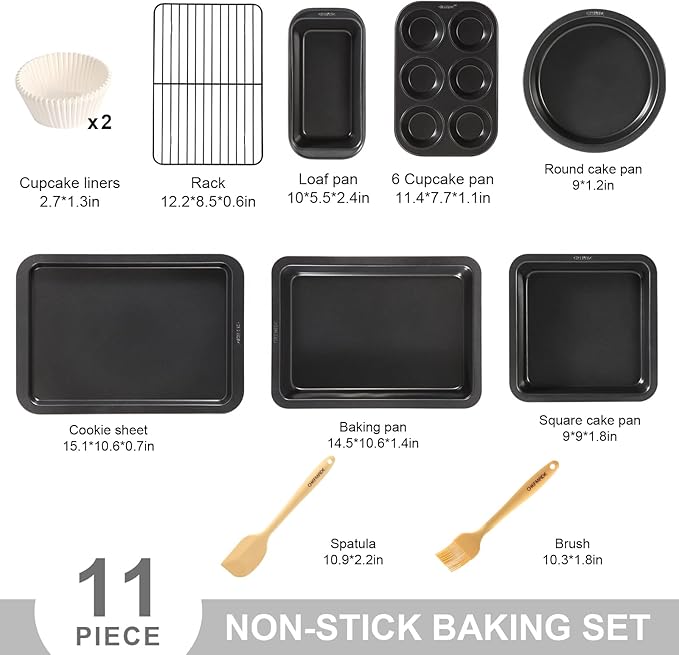 CHEFMADE Bakeware Set, 11-Piece Nonstick Kitchen Baking Set Carbon Steel Oven Bakeware