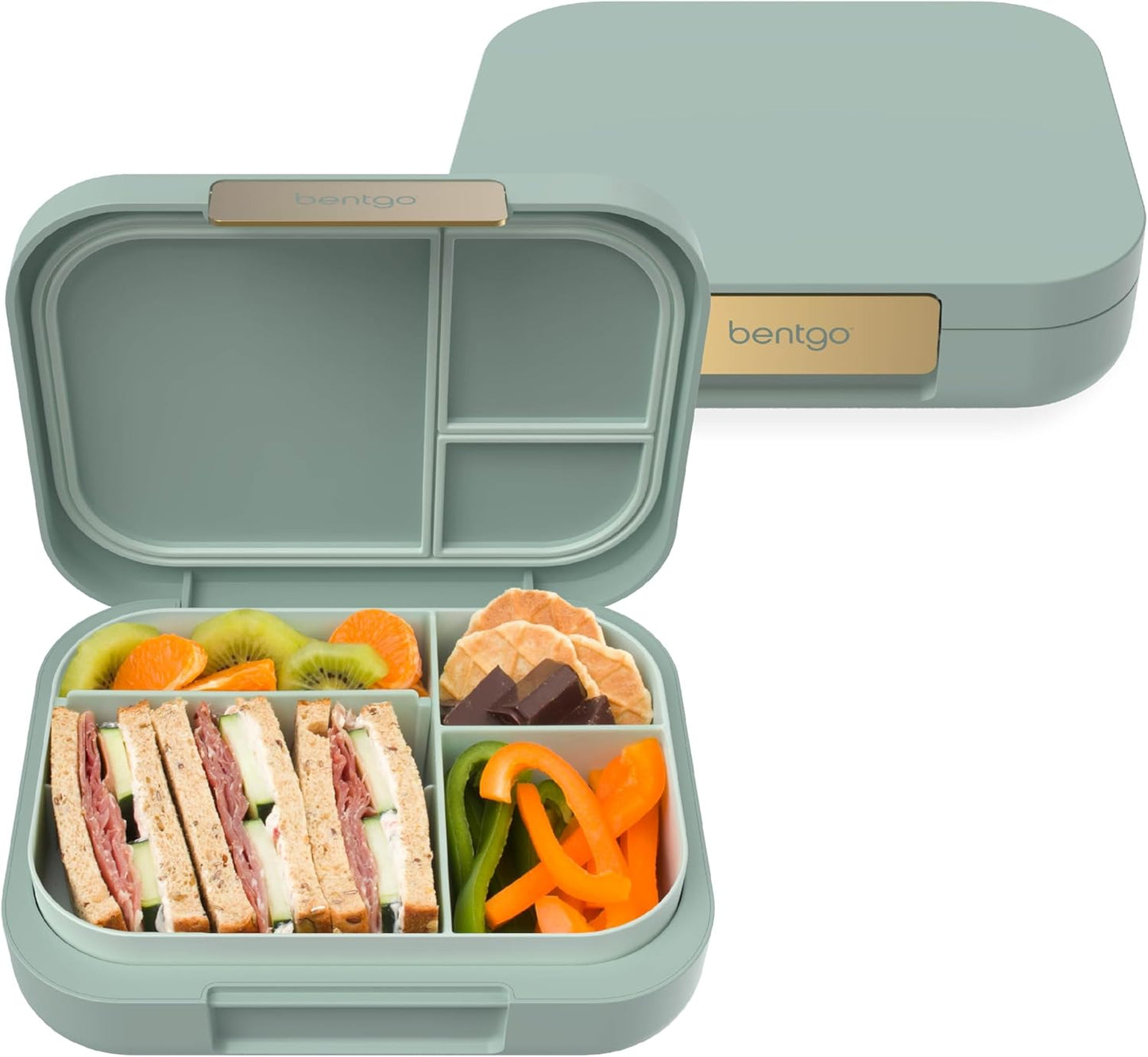 Bentgo Modern - Adult & Teen Bento Lunch Box; 3-4 Compartments, Leak-Resistant, 5.5 Cup Capacity/44 fl oz, Improved Locking Clips, Reusable, BPA-Free, Dishwasher/Microwave Safe Tray (Mint Green)