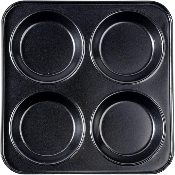 Muffin Top Pan Non Stick 4 Cavity Baking Moon Pie Whoopie Pie, 4 Inch Yorkshire Pudding Pan Hamburger Bun Pan Cake Baking Tray Egg Sandwich Mold Maker Mold for Oven, Air Fryer