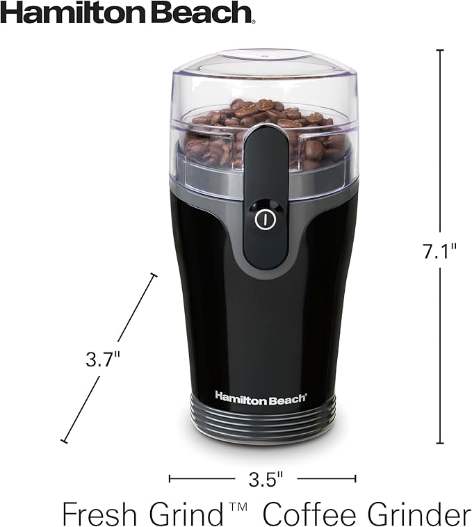 Hamilton Beach Fresh Grind Electric Coffee Grinder for Beans,Spices and More,Stainless Steel Blades,Removable Chamber,Makes up to 12 Cups,Black,(Pack of 2)