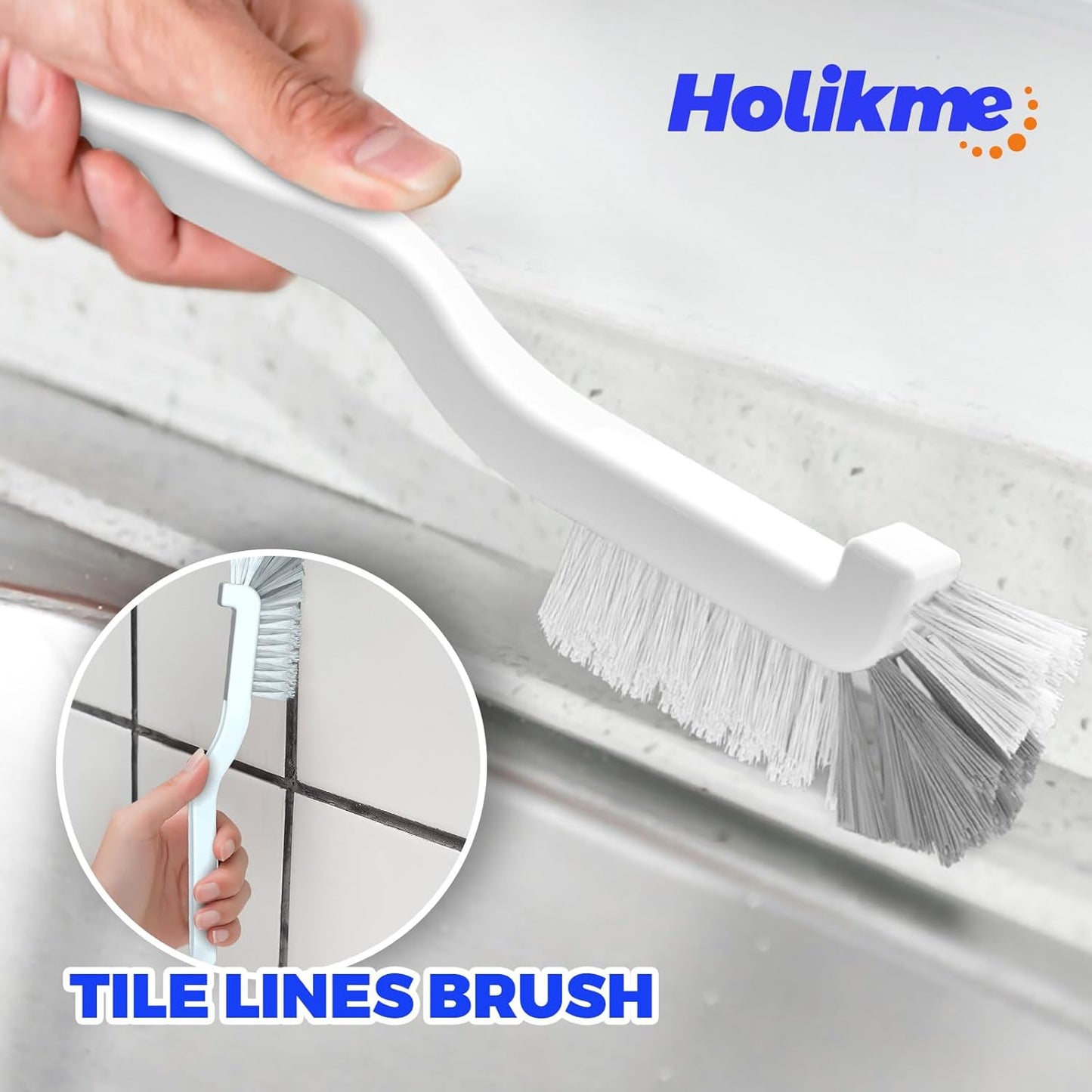 Holikme Cleaning Brush Set, Scouring Pad for Cleaning, Groove Gap Brushes for Pot, Pan, Kitchen Sink, Wire Brushes (Brown)