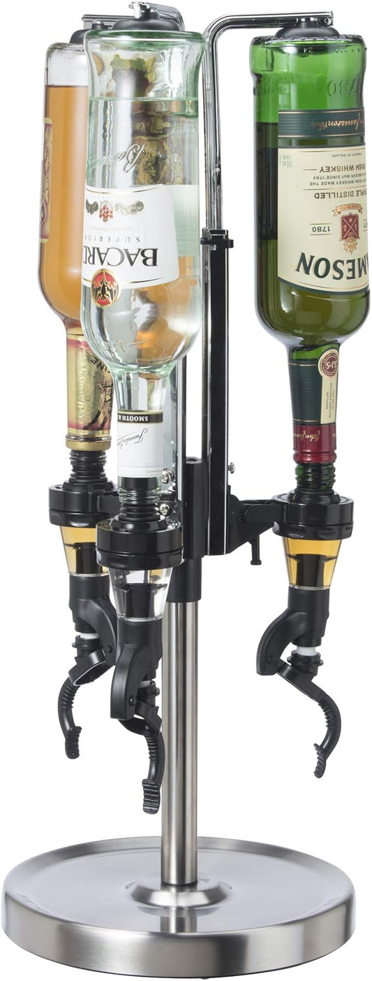 OGGI Professional 3-Bottle Revolving Liquor Dispenser, Stainless Steel