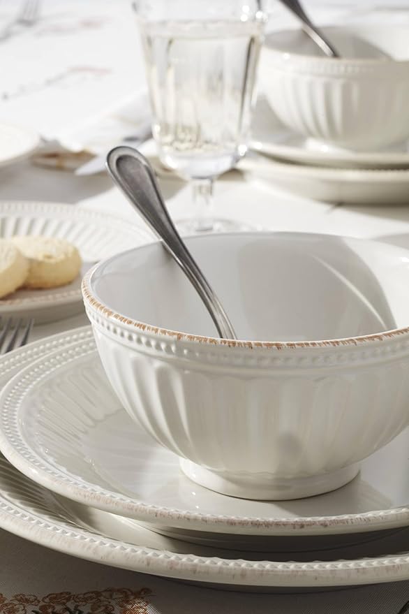 Lenox 895719 French Perle Groove All-Purpose Bowls, Set Of 4 White