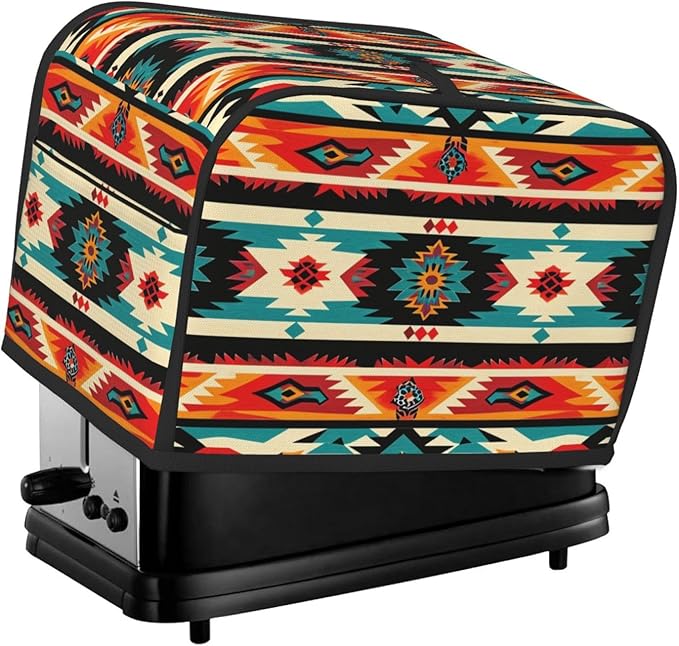 Traditional Mexican Toaster Cover 2 Slice, Cute Rural Bread Machine Cover, Washable Dust-Proof Cover for Kitchen Small Appliance Cover,with Top Handle