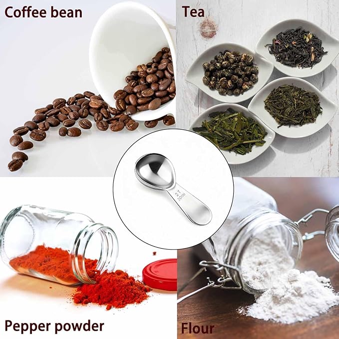 18/8 Stainless Steel Coffee Measuring Spoon 2 Tablespoon Coffee Scoop Short Handle Measuring Spoon for Ground Coffee Tea Sugar Flour Exact Measuring Spoons (30ml)