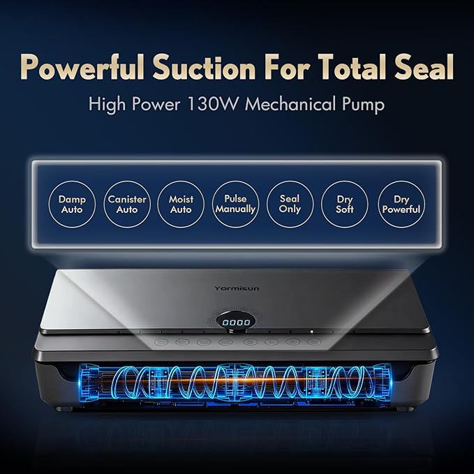Vacuum Sealer for Food 90Kpa Powerful Vacuum Sealing Machine 7 in 1 Modes with Freshness Storage Bag Powerful Big Size (Don't Need Press)