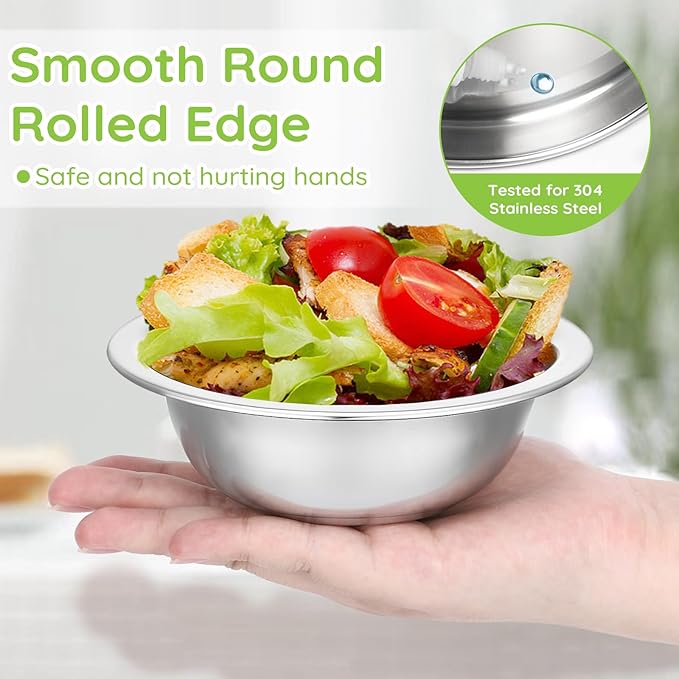 304(18/8) Stainless Steel Mixing Bowls for Kitchen, 4 Pack 5.5" Small Metal Mixing Cooking Bowls Set Stackable for Baking Serving Cooking Food Prep Storage Dishwasher Safe Lightweight
