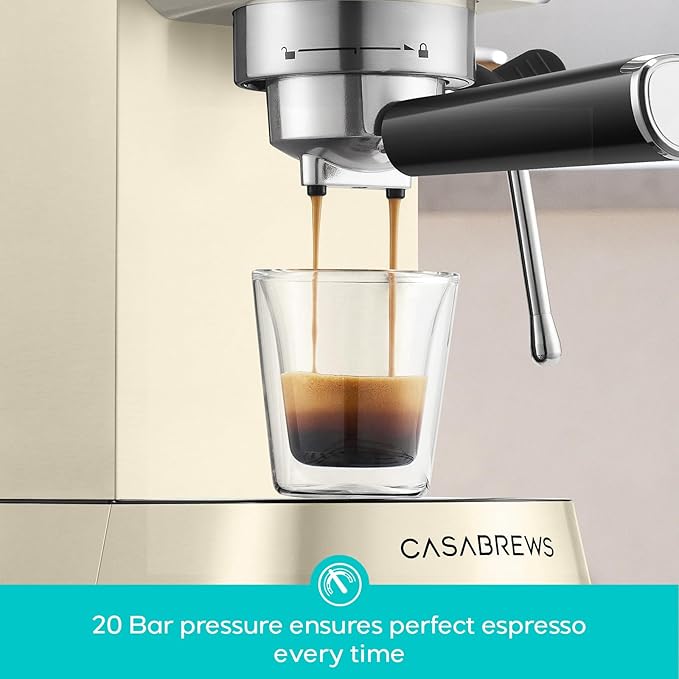 CASABREWS 5418 PRO Espresso Machine 20 Bar, Espresso Maker with Milk Frother Steam Wand, Stainless Steel Coffee Machine with 34oz Removable Water Tank, Small Latte Machine, Creamy