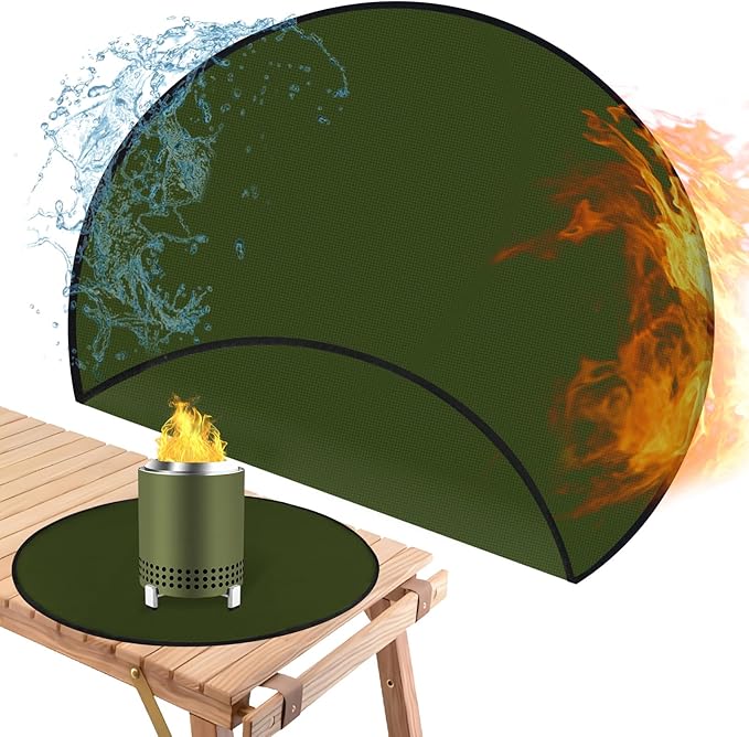 Round Fire Pit Mat Compatible with Solo Stove Mesa Accessories, Fire Proof Mat Compatible with Solo Stove Mesa Table Mat Under Fire Pit,Small Under Grill Mats for Outdoor Grill Table Top Protection