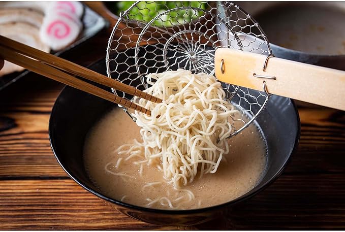 Helen’s Asian Kitchen Spider Strainer | 5-Inch Stainless Steel Wire Mesh Ladle with Sustainable Wood Handle for Frying, Cooking, and Draining