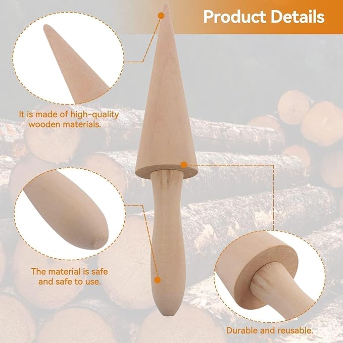 2PCS Pizzelle Roller, Ice Cream Cones Cone Roller Ice Cream Cone Mold Cone Roller for DIY Pastry Dessert Cooking Kitchen Tool Decorating Baking Accessory Wooden