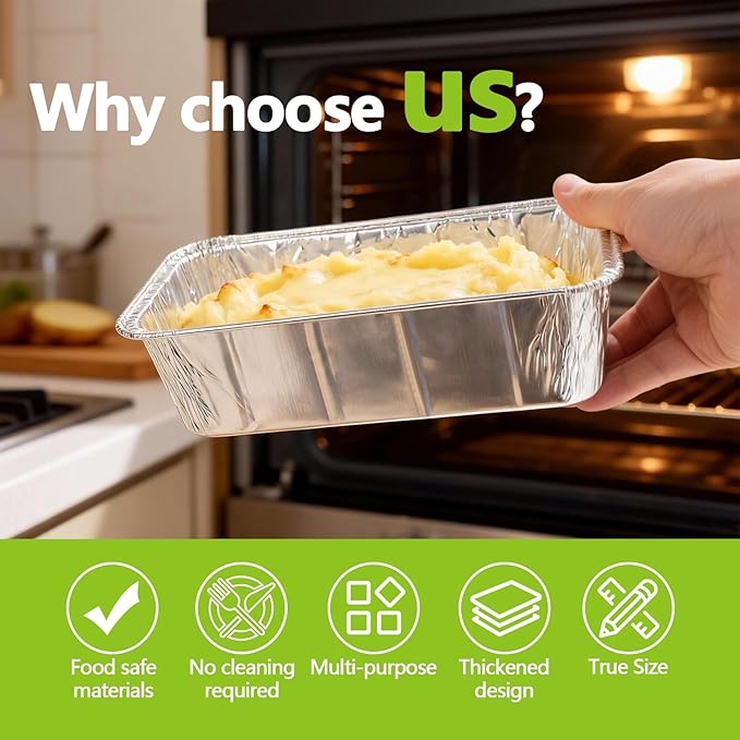 UBeesize 2Lb Thicker & Heavy Duty Disposable Aluminum Loaf Pans, 100 Pack Ultra Sturdy 8.5 x 4.5 Foil Bread Pans for Baking Banana Bread, Cakes, Meatloaf & Food Storage