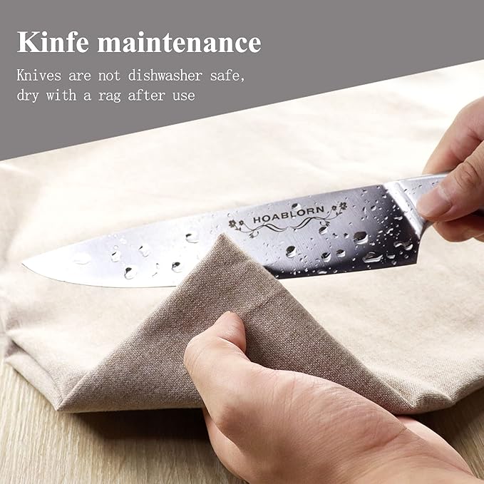 Knife Set with Block Knife Set German Stainless Steel 17 Piece Kitchen Knife Set Knife Knives Set，We Will also Throw In 1 Box Of 5 Piece Wine Corkscrew Set!