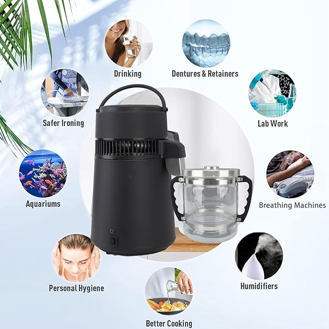 Water filter,Distiller Water Container 6L Multipurpose Glass Collection Bottle Removes Fluoride, , for Countertop Home Beauty Distillers