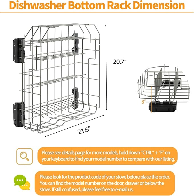 Atgestore WD28X34744 WD28X26099 Dishwasher Lower Rack Replacement for GE Dishwasher Lower Rack Parts GDF510PSD1SS GDT645SSN2SS General Electric Dishwasher Assembly Bottom Dishrack Roller