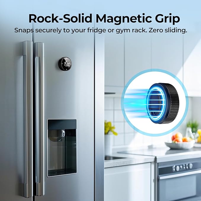 USB Rechargeable Magnetic Kitchen Timer for Cooking, Building 800mAh Battery Large Display Digital Countdown Countup Timer, 3 Preset 5/15/25 Mins Loud Alarm for Baking Grilling Studying